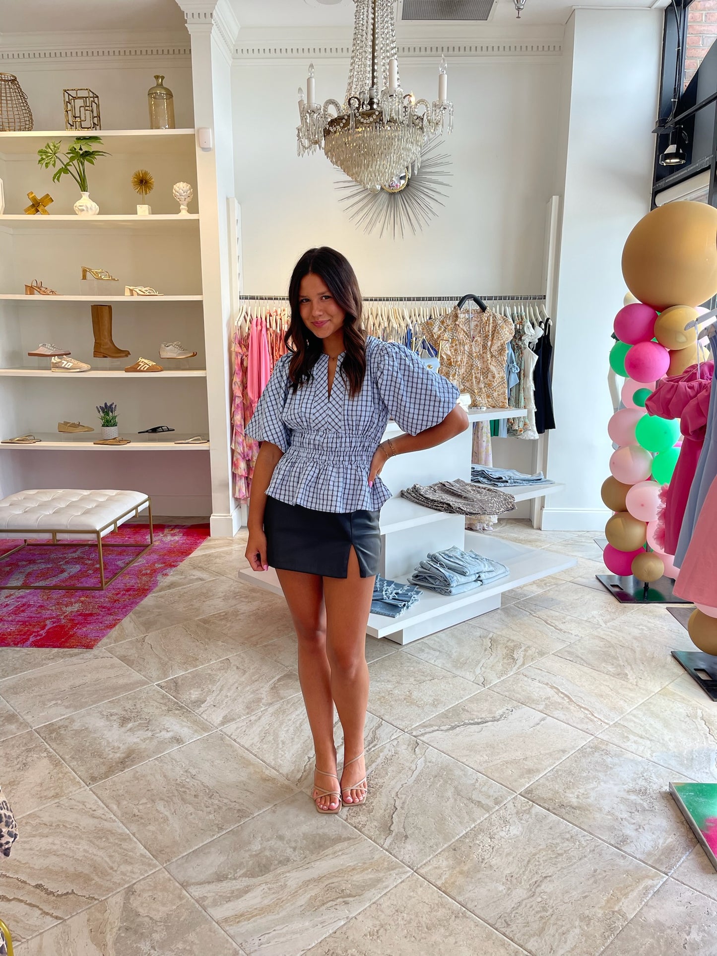 Chotty Checkered Puff Sleeve Blouse