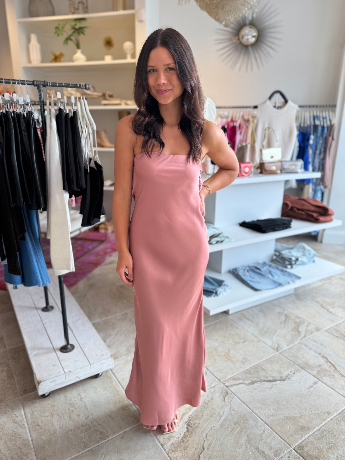 Lavender Brown Talia Maxi Dress in Antic Rose