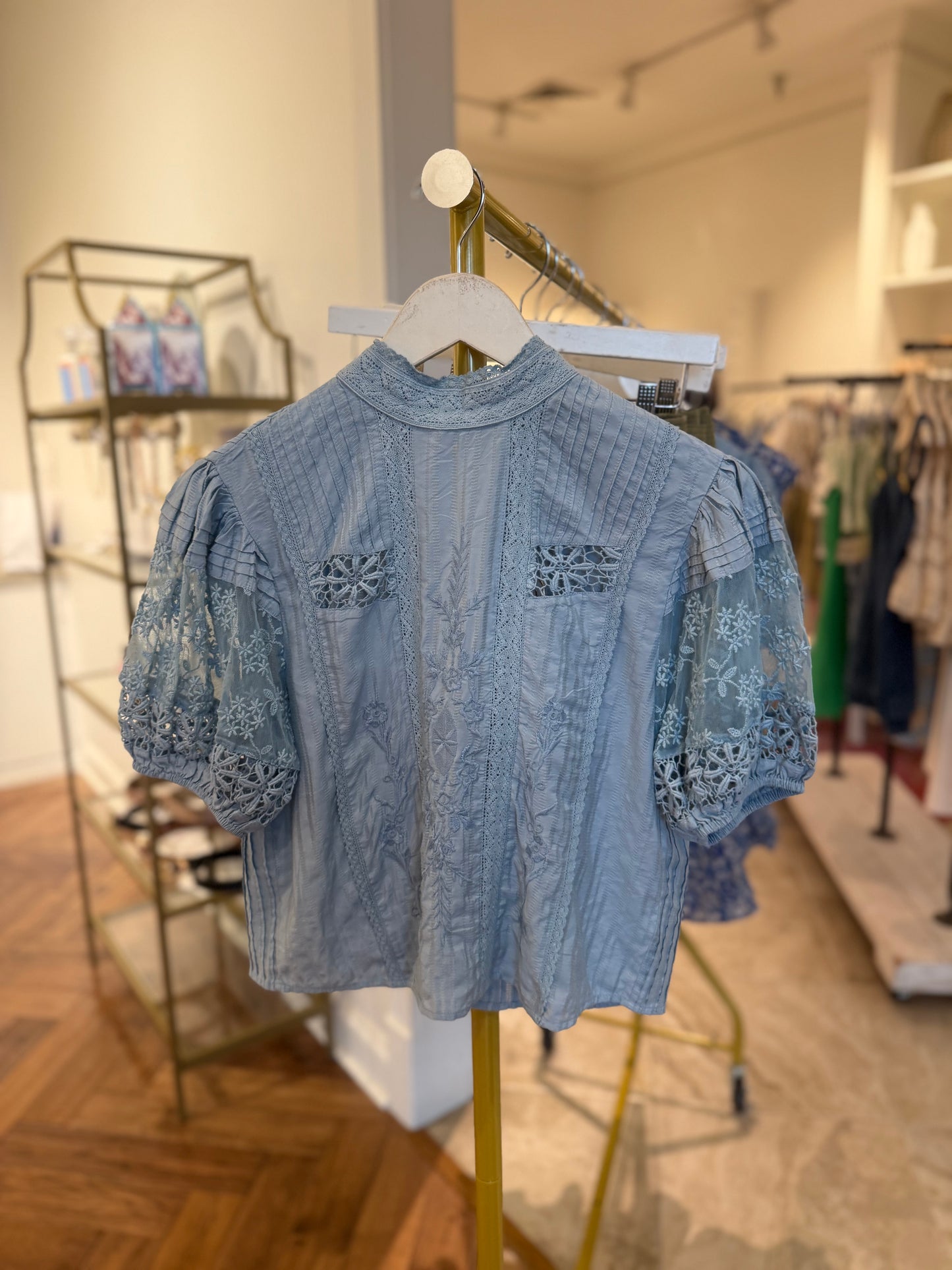Love The Label Sheila Top in Blue Bird Dobby