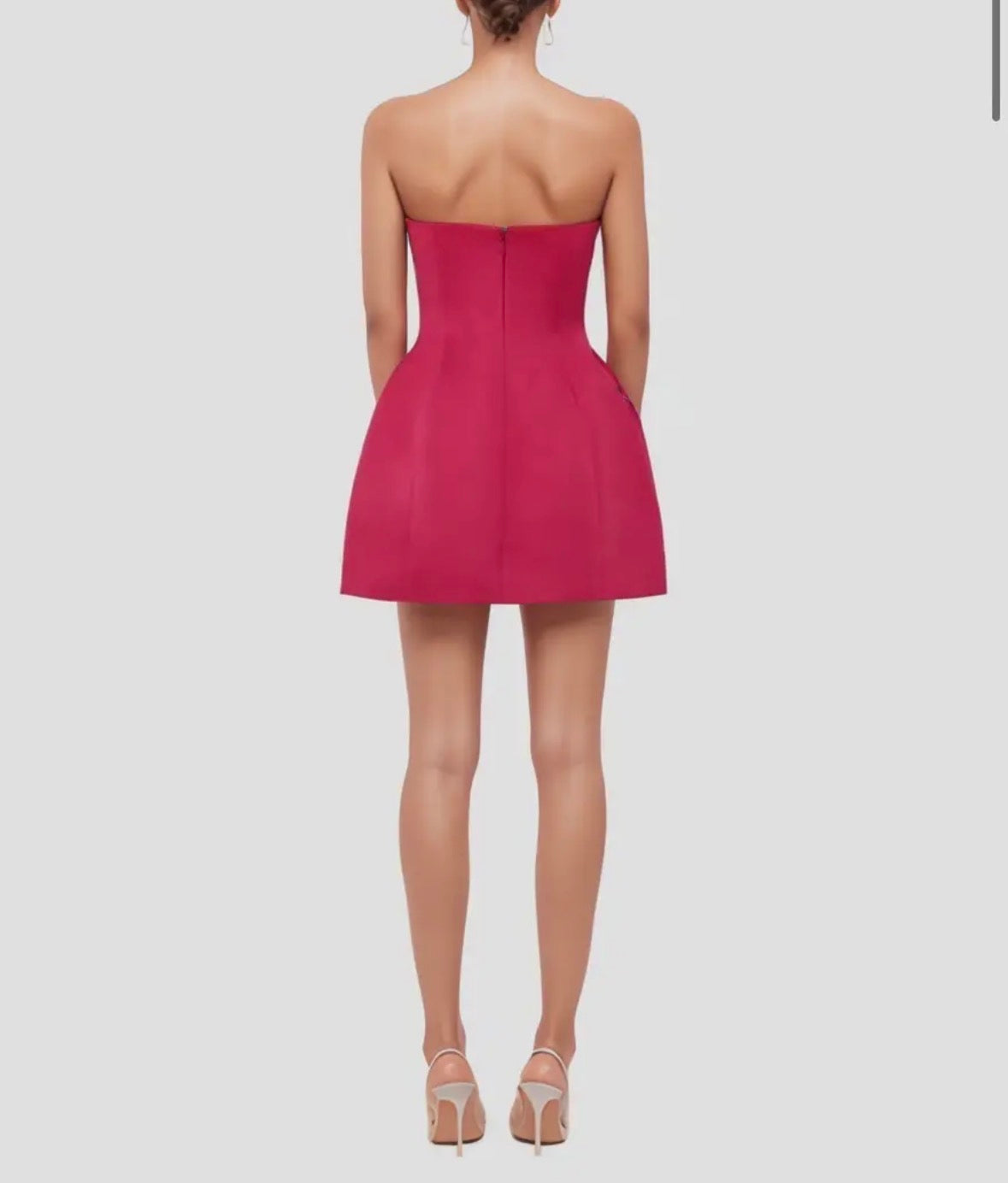 Lizzy Strapless Floral Mini Dress in Red