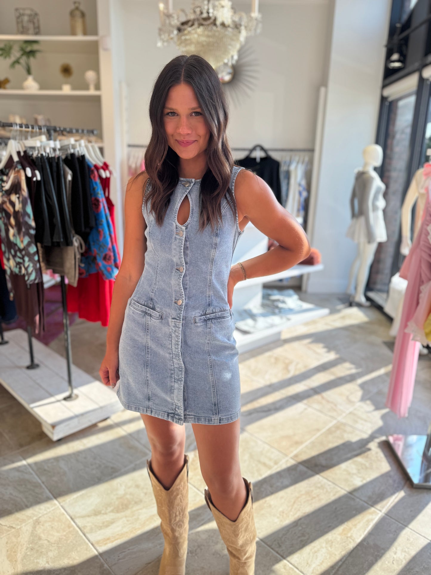 Sovere Etch Denim Mini Dress