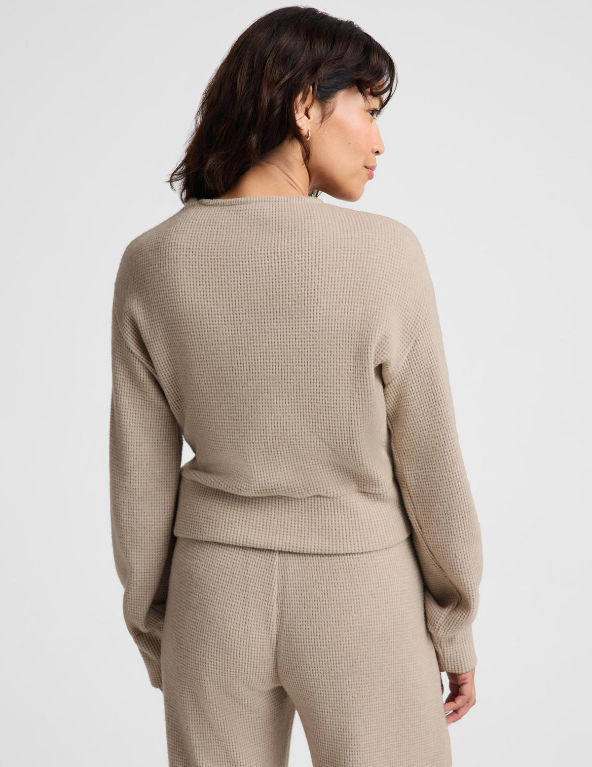 Beyond Yoga Rest Day Waffle Wrap Pullover in Oatmeal