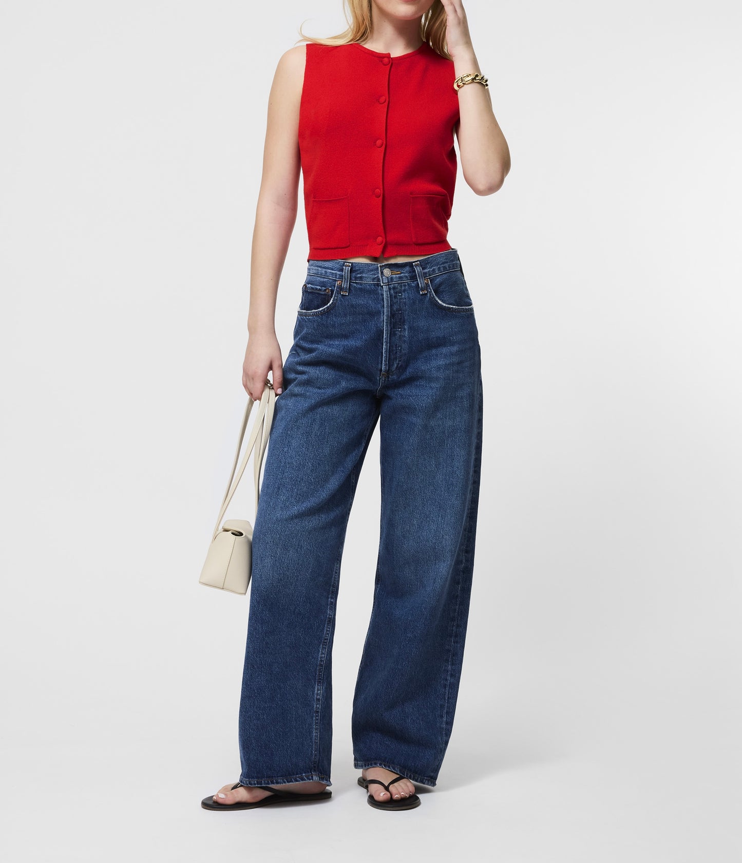 French Connection Cosysoft Knit Vest in Mars Red