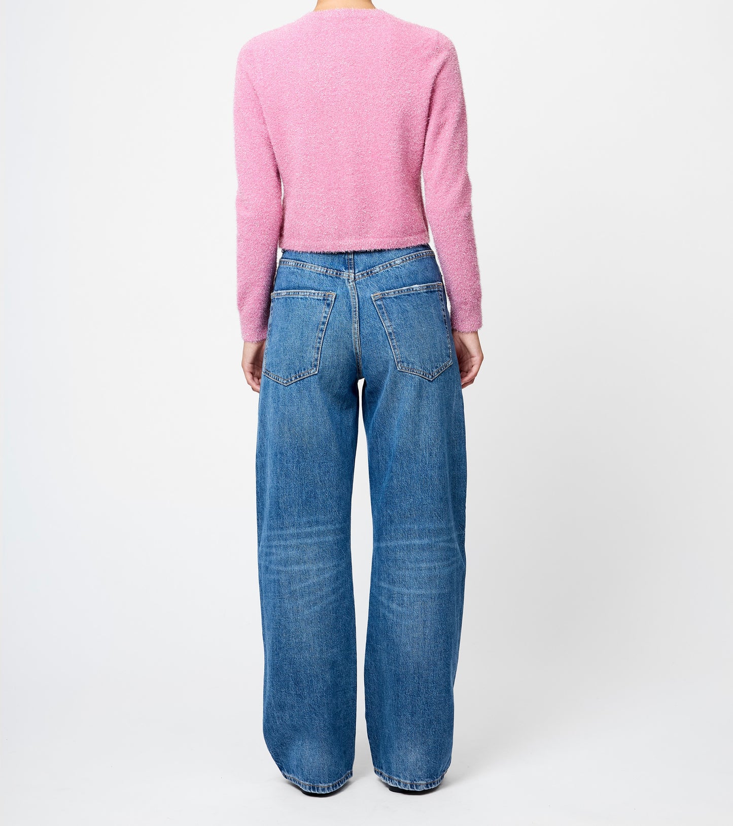 French Connection Tinsel Knit Slim Cardigan in Taffy Pink