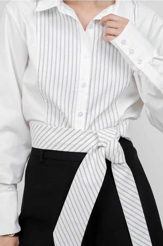 Jada Poplin Stripe Contrast Top