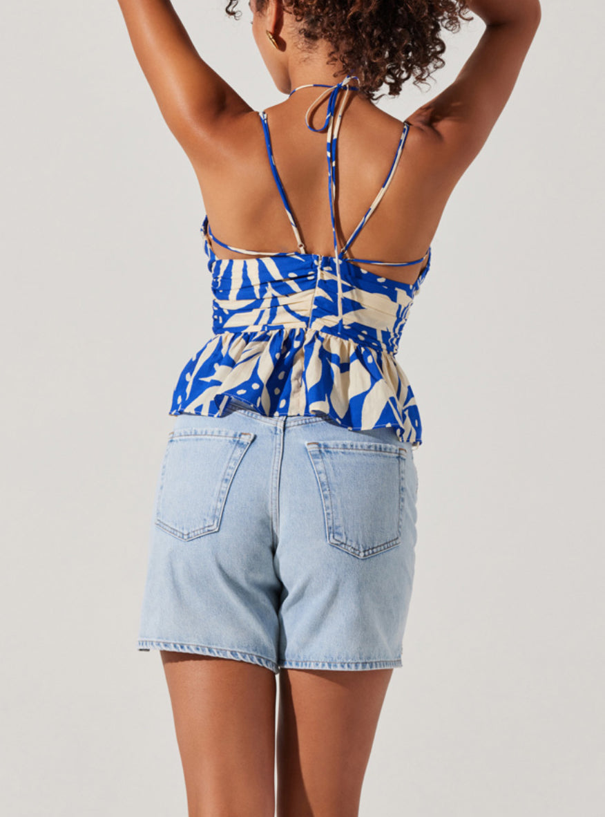 ASTR Minka Top in Blue Tropical