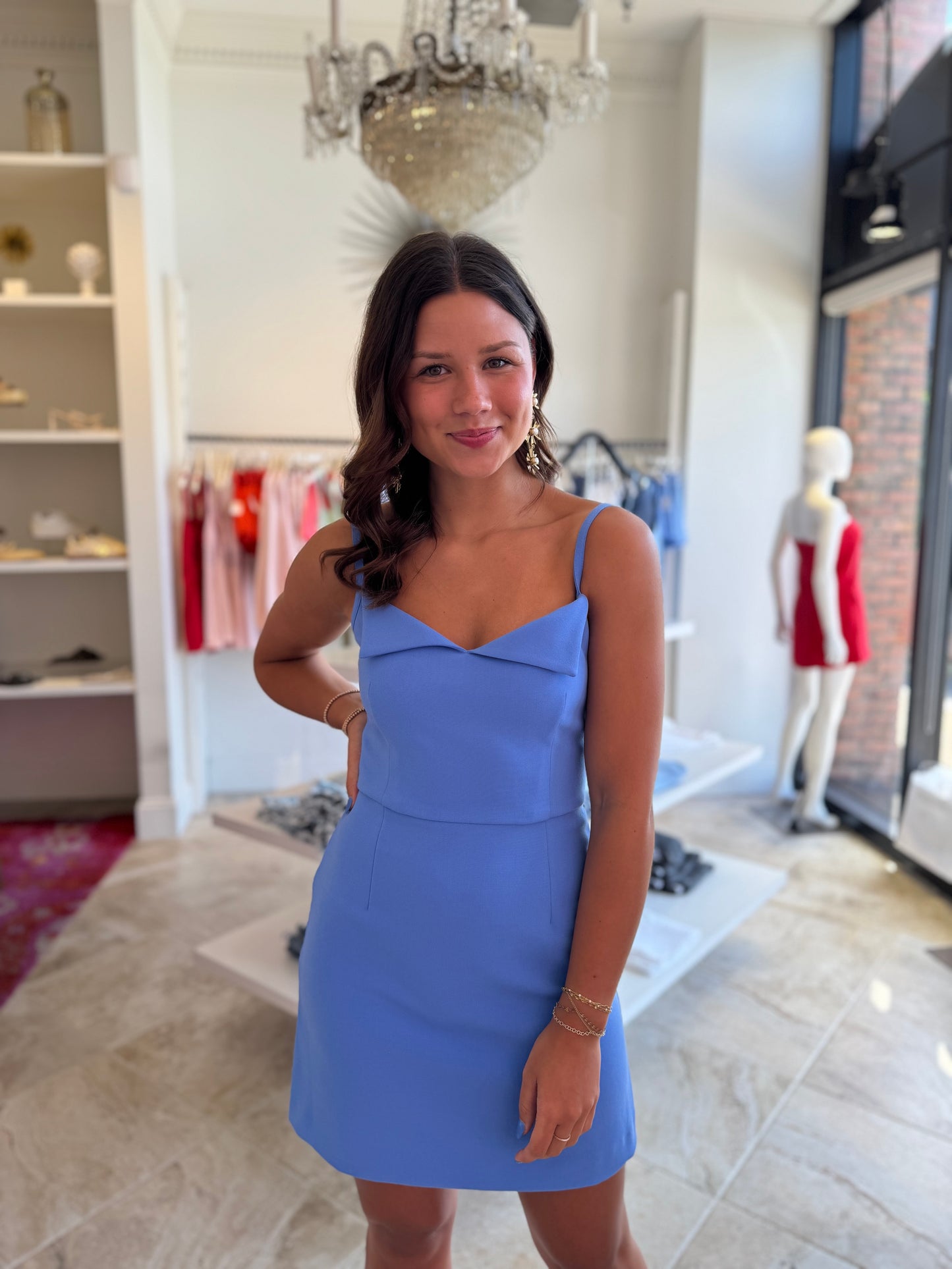 French Connection Whisper Foldover Mini Dress in Ultramarine