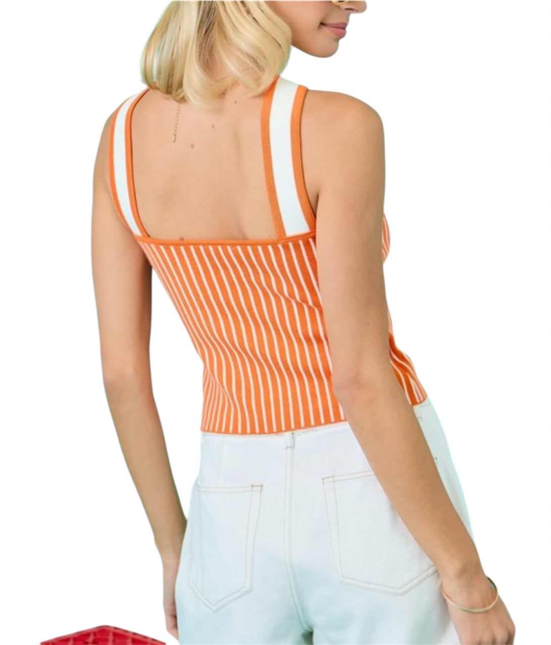Ryleigh Contrast Halter in Orange / White