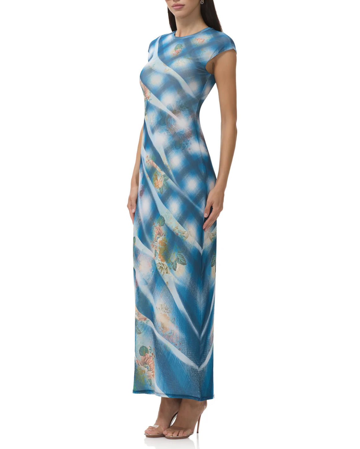 AFRM Cody Dress in Blue Floral Plaid