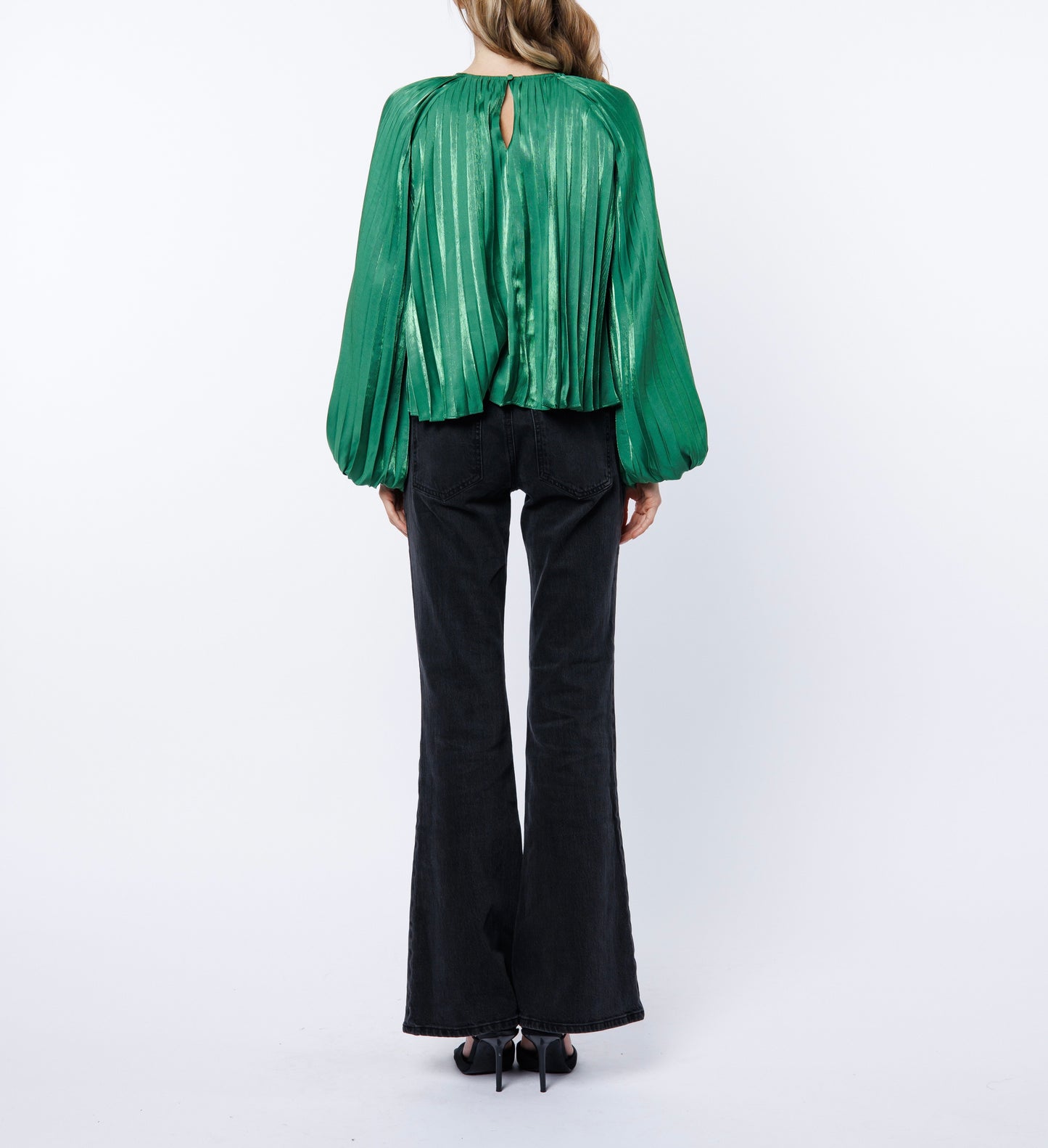 Ciebon Pleated Raglan Blouse in Green
