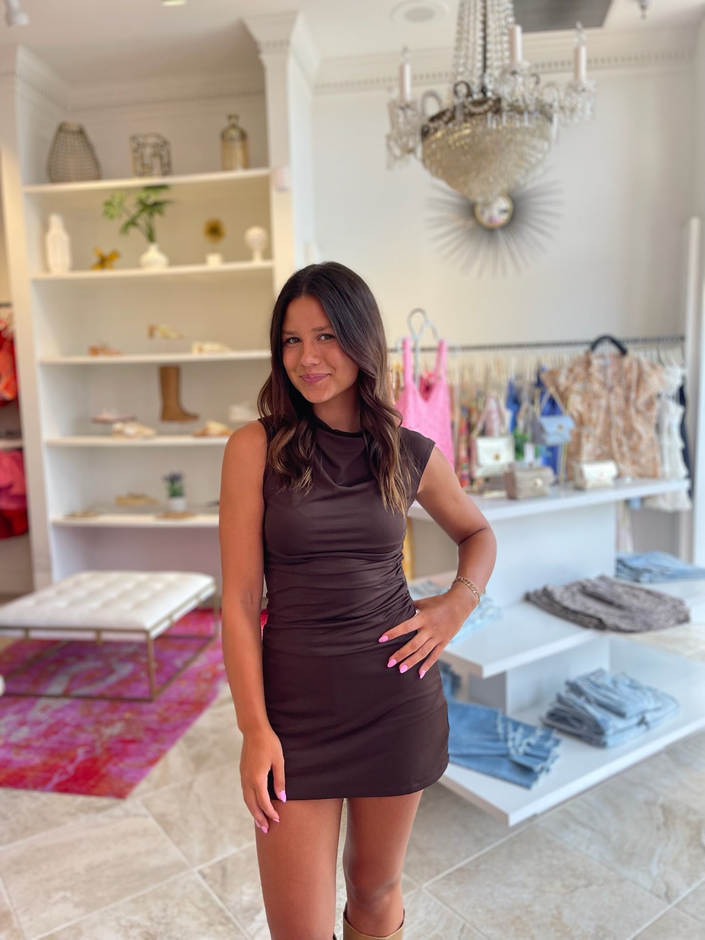 Nia Marge Top & Bart Skort Set in Espresso