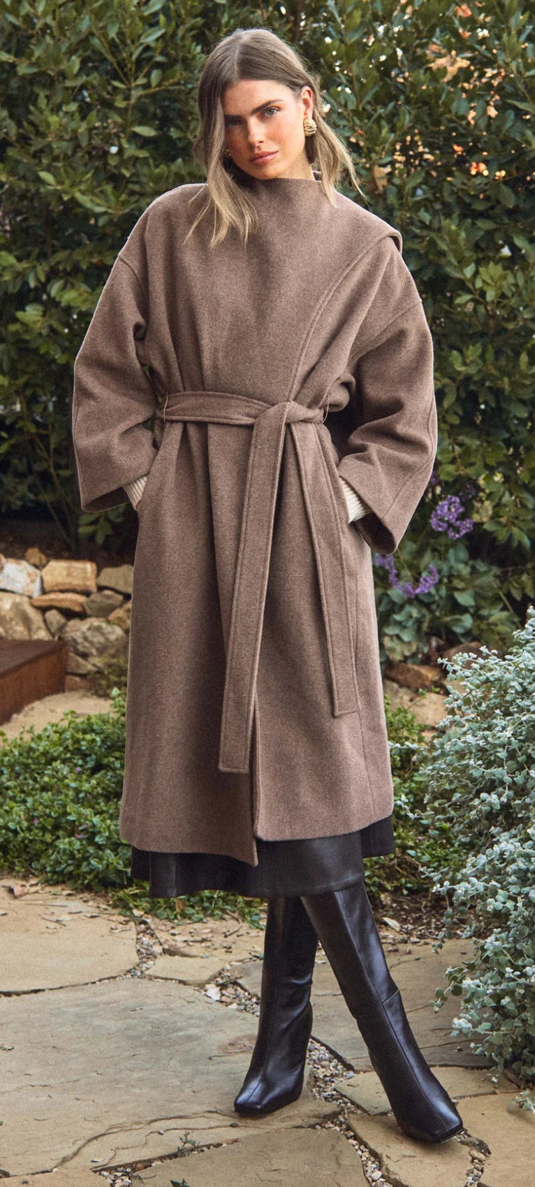 ASTR Elaxi Coat in Taupe Brown