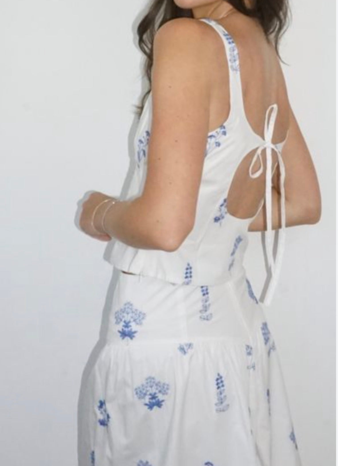 Nibi-MTK Demi Top in Soft Blue Stitch