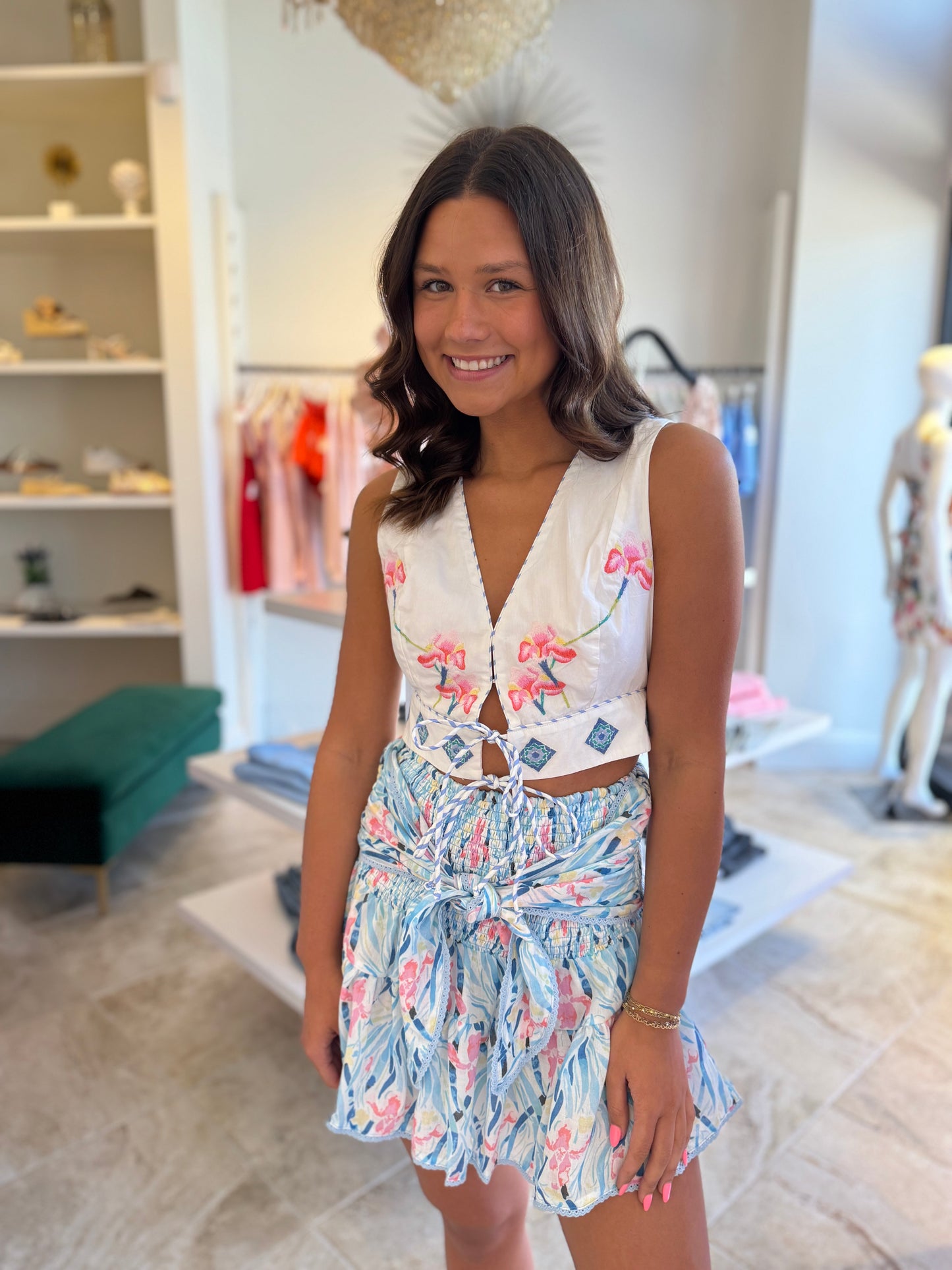 Allison New York Chase Mini Skirt in Irises