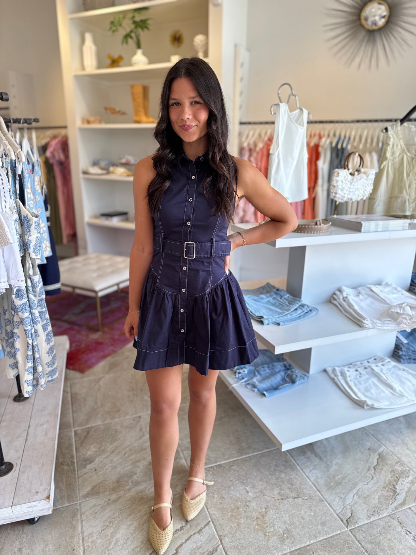 Macey Denim Dress in Navy