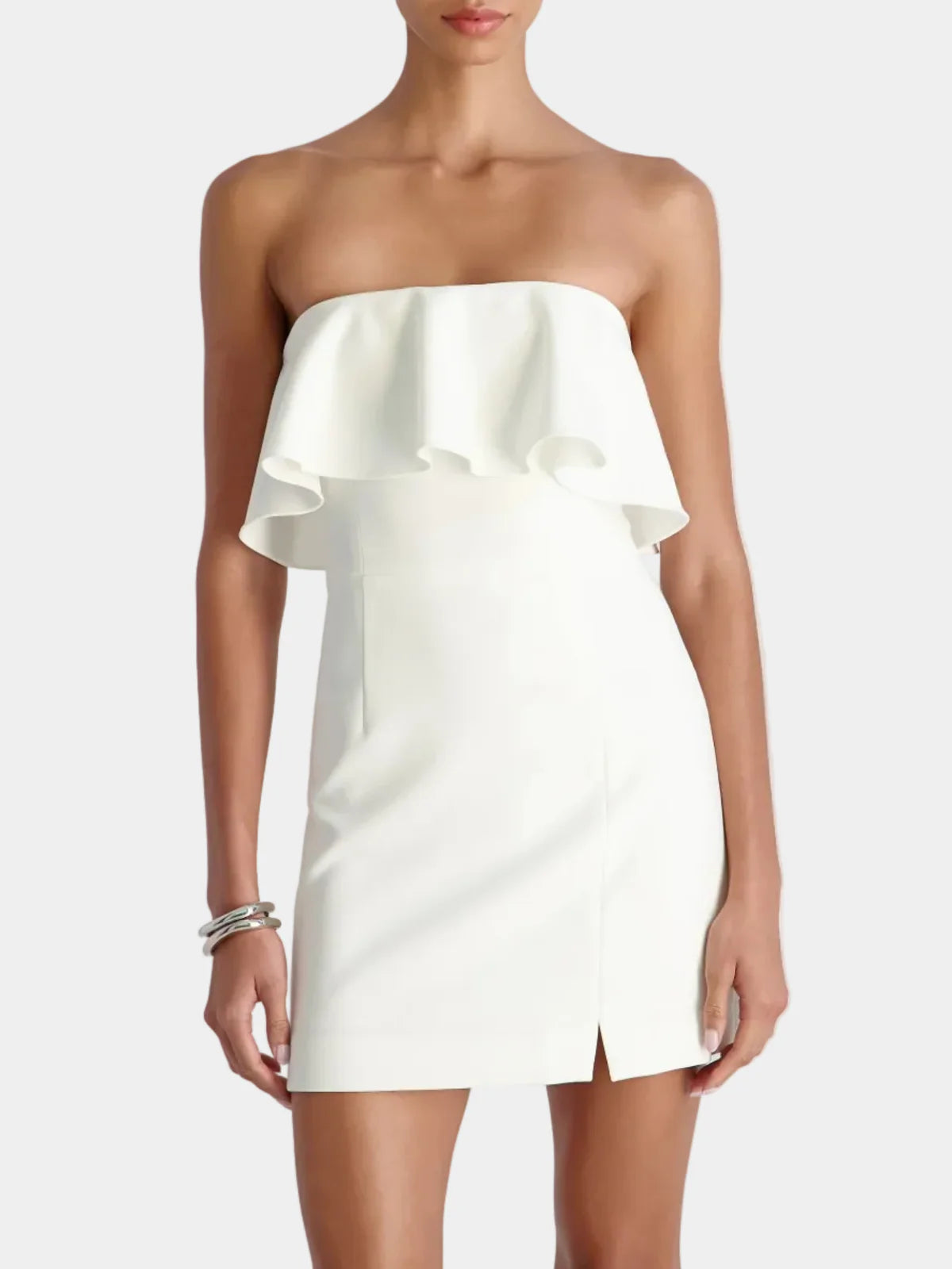 French Connection Whisper Strapless Frill Minidress - Summer White