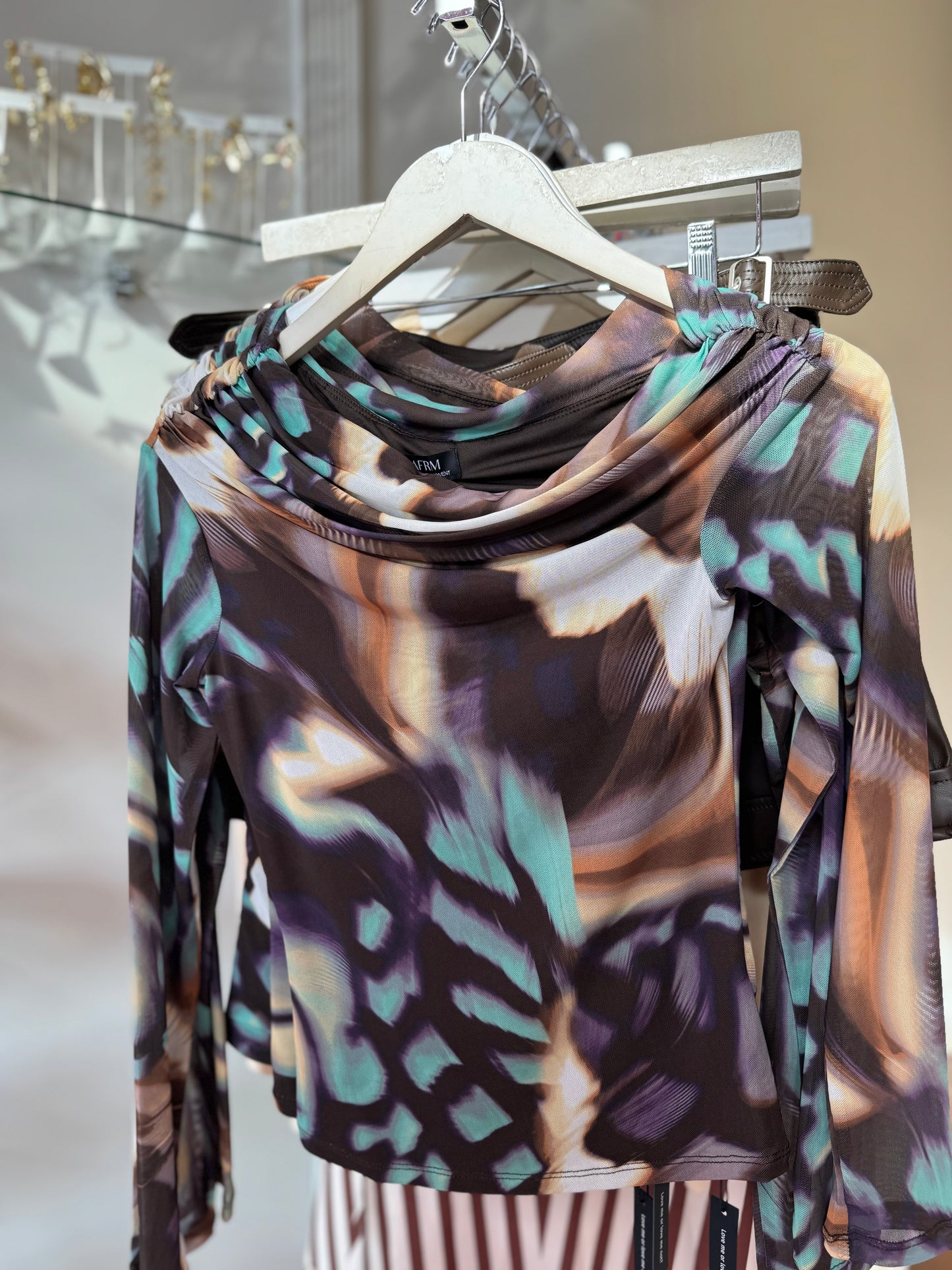 AFRM Barry Asymmetrical Top Feather Swirl