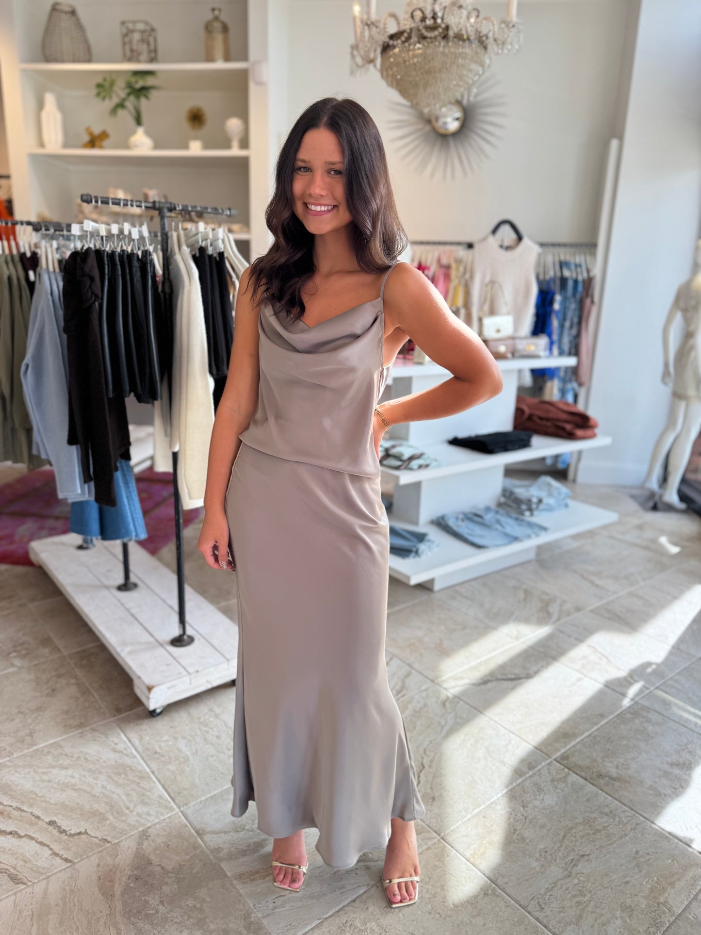 Lavender Brown Lillian Skirt in Stone