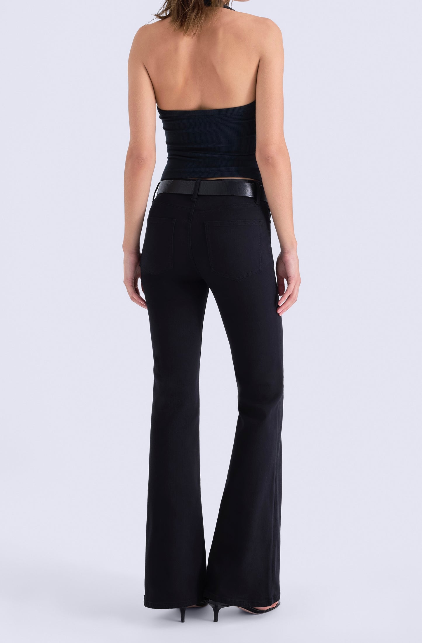 Pistola Kinsley Mid Rise Ultra Flare Pant in Noir
