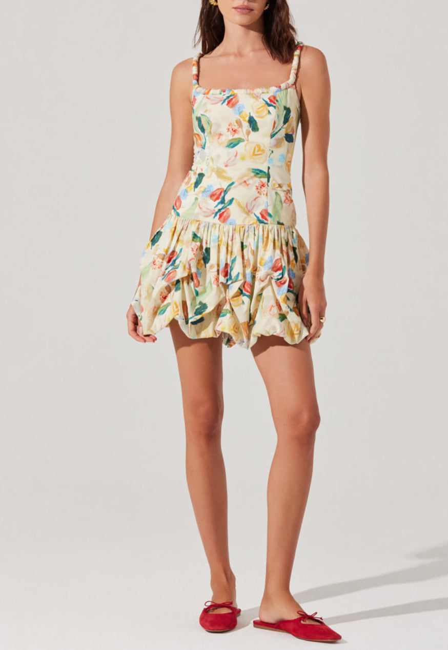ASTR Keyla Dress in Yellow Green Floral