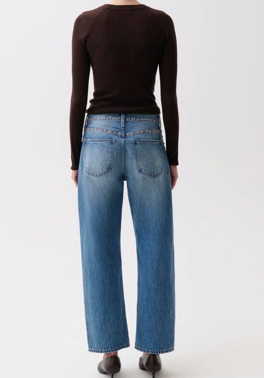 Pistola Lexi Mid Rise Bowed Straight Jean in Star Studded