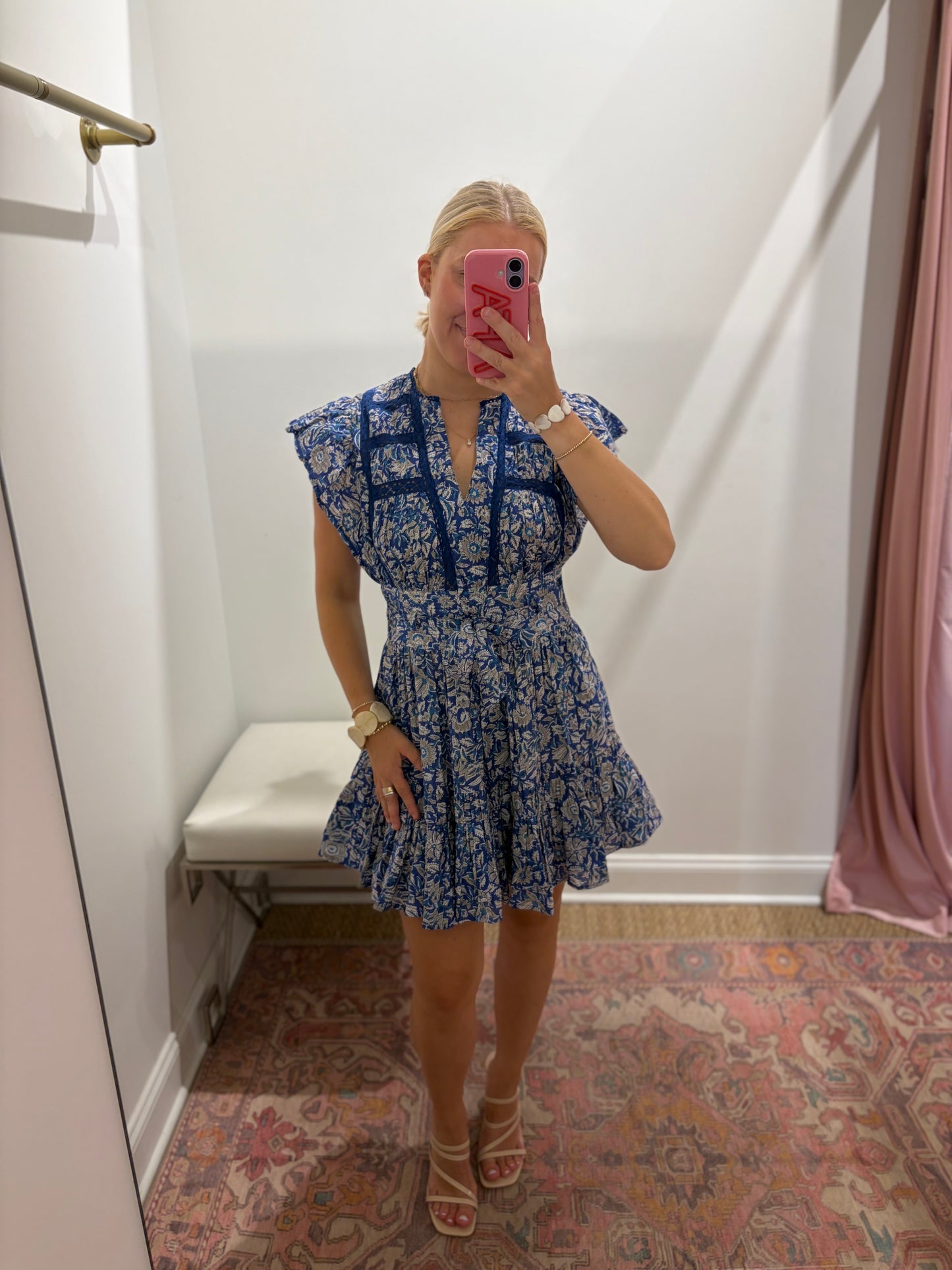 Love The Label Madelyn Mini Dress in Queenie Blue Block Print