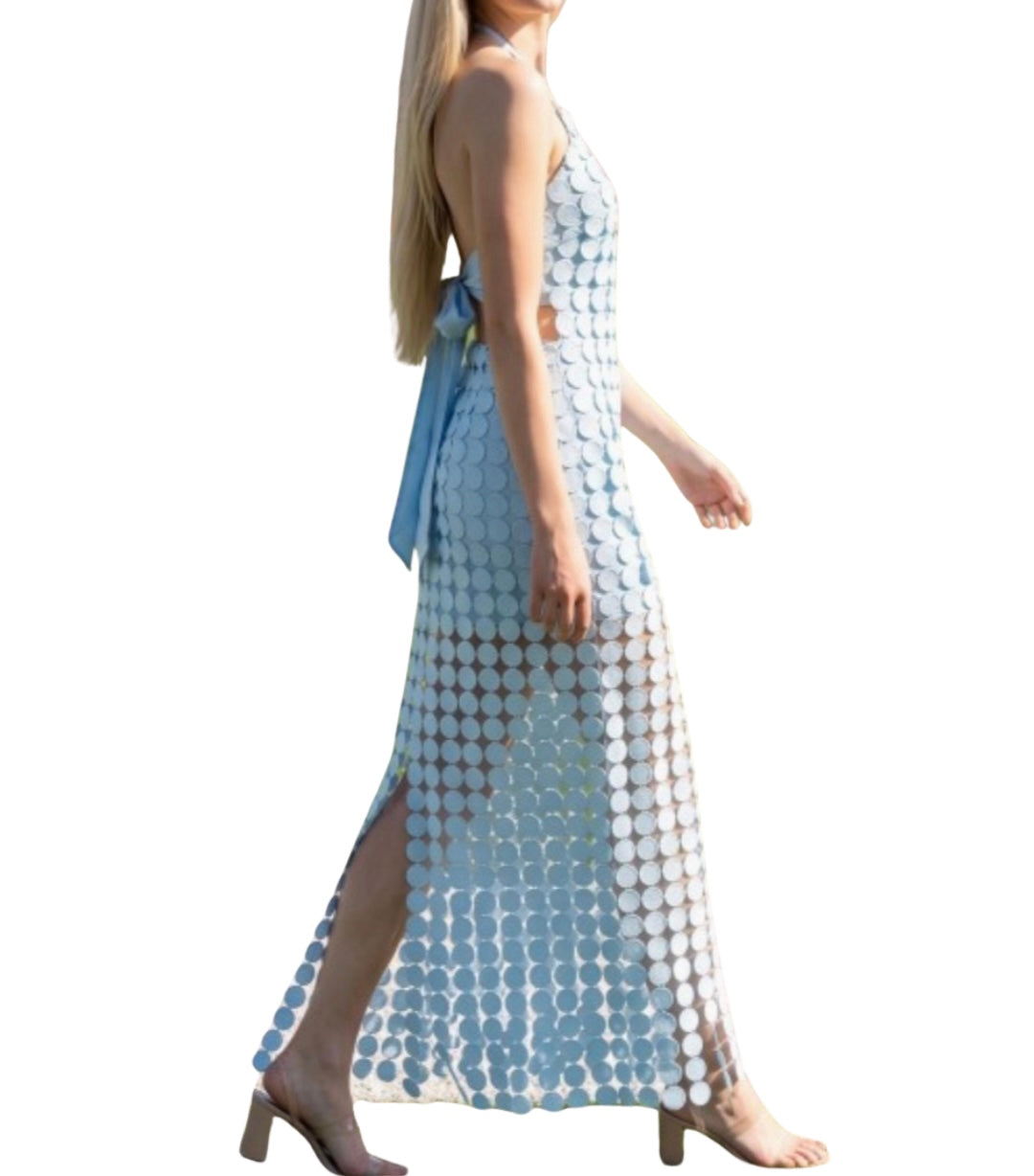 Wallace Halter Top & Skirt Set in Powder Blue