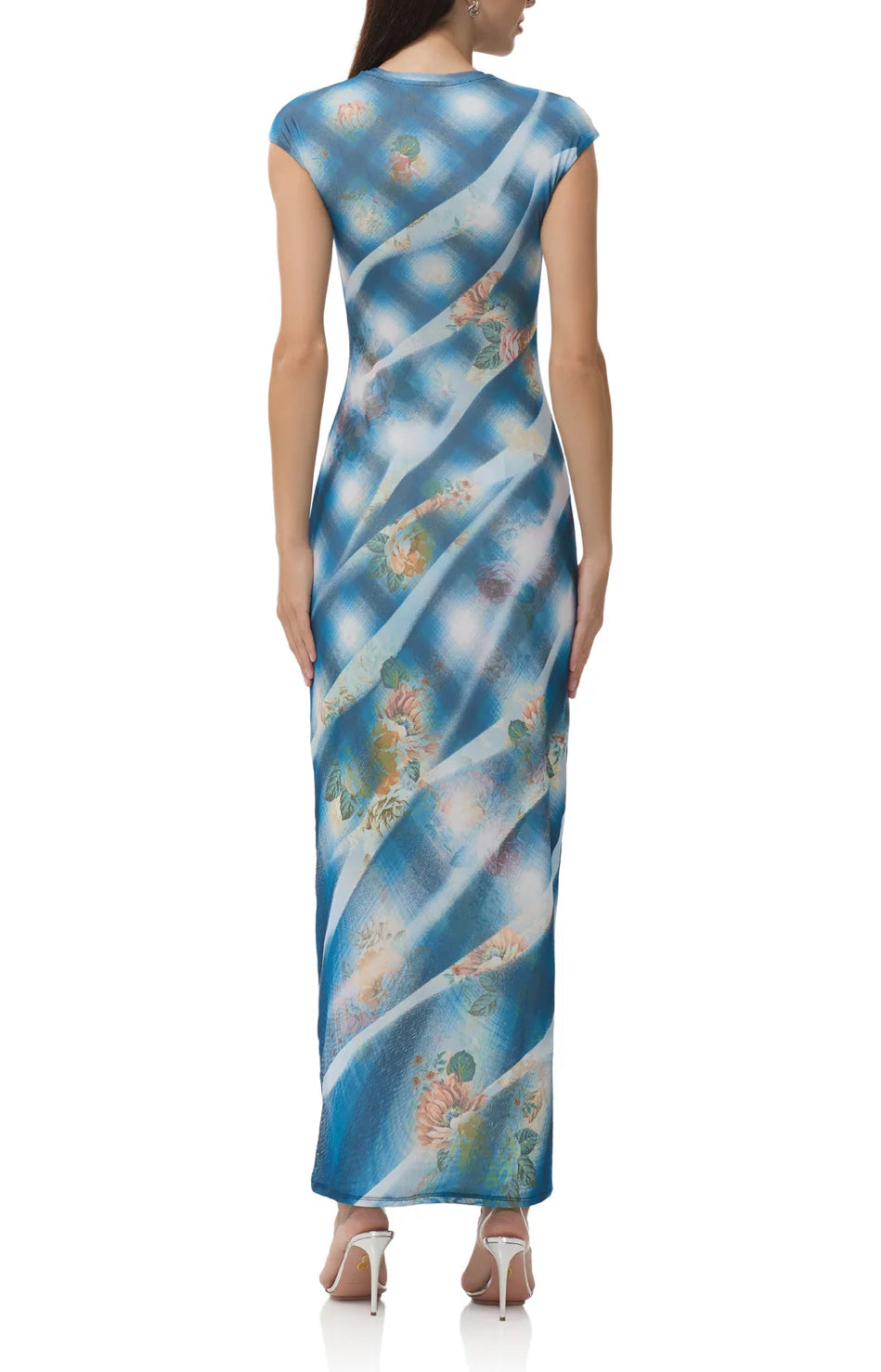 AFRM Cody Dress in Blue Floral Plaid