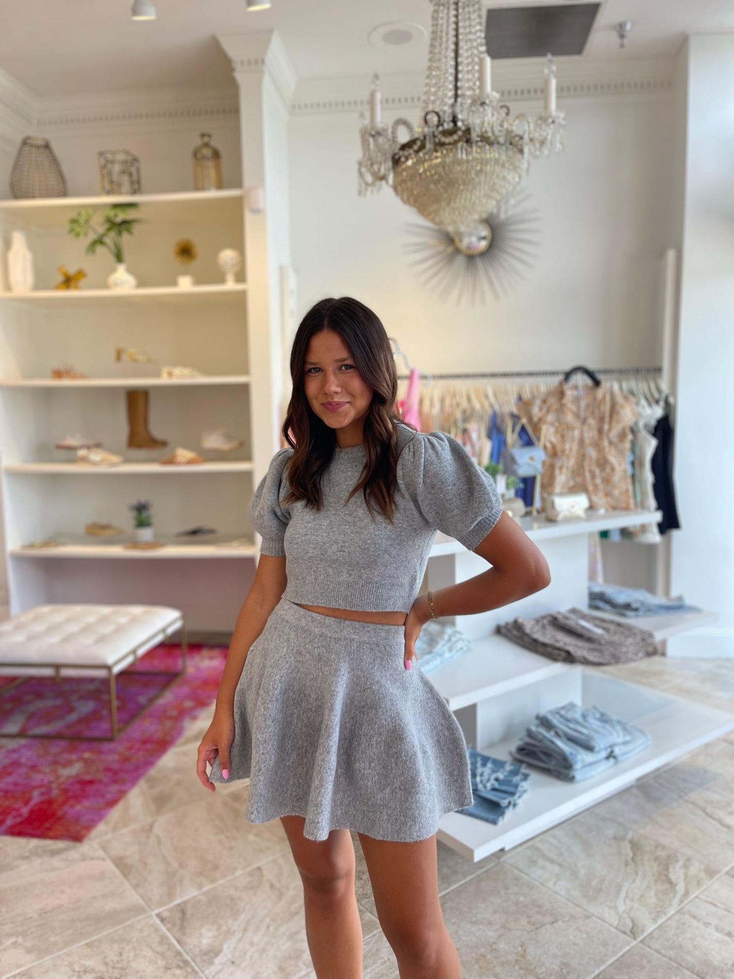 Henley Knit Top & Skirt Set