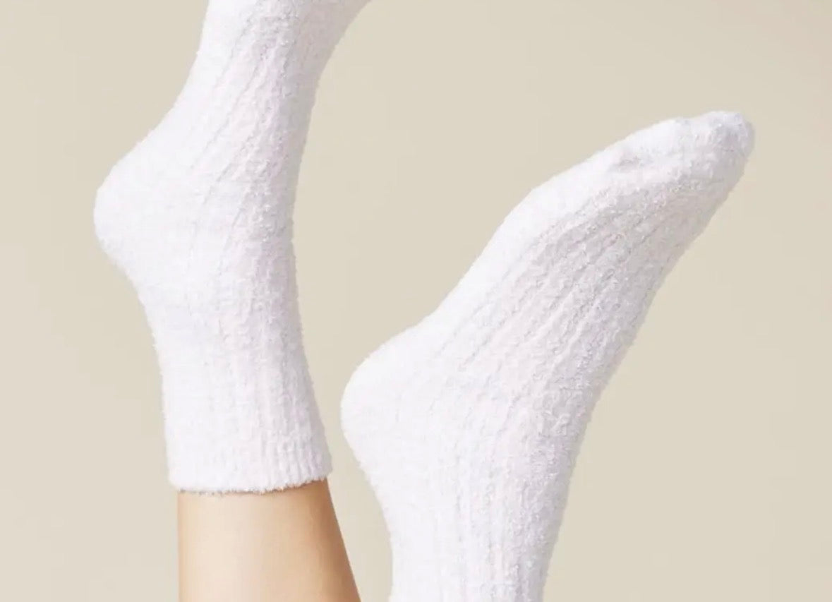Softies Fuzzy Crew Socks With Non-Slip Grippers in Heather Blush Pink