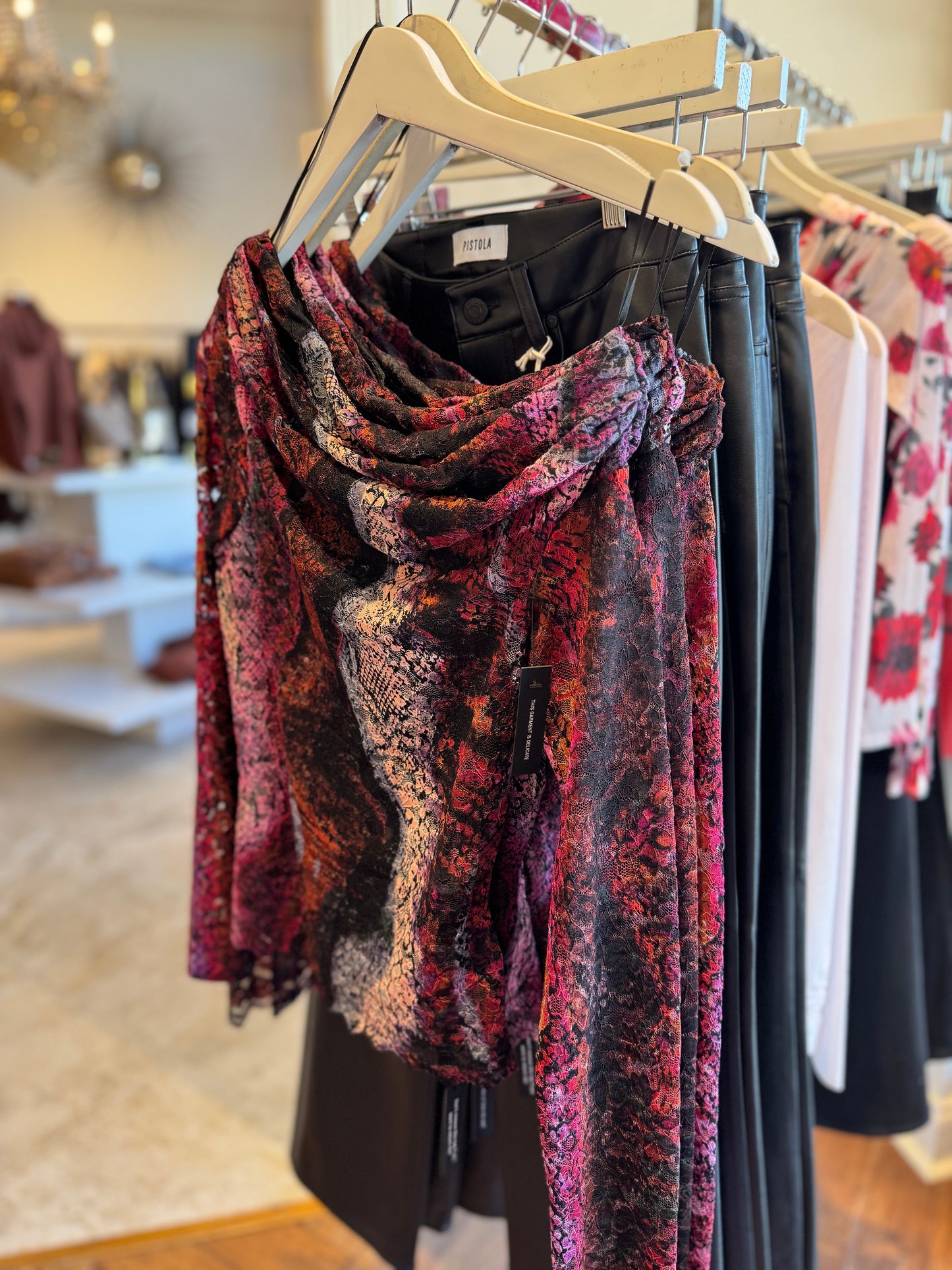 AFRM Barry Off The Shoulder Silken Top in Ombré Snake