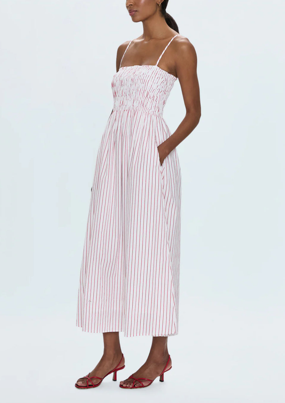 Pistola Bianca Dress in Ruby Stripe