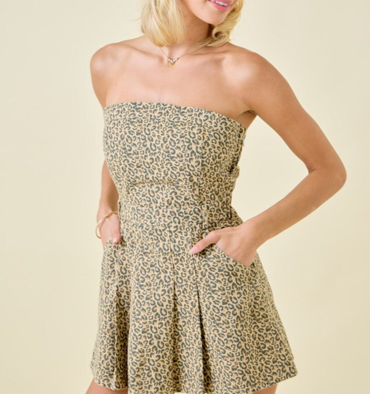 Lesley Leopard Strapless Romper