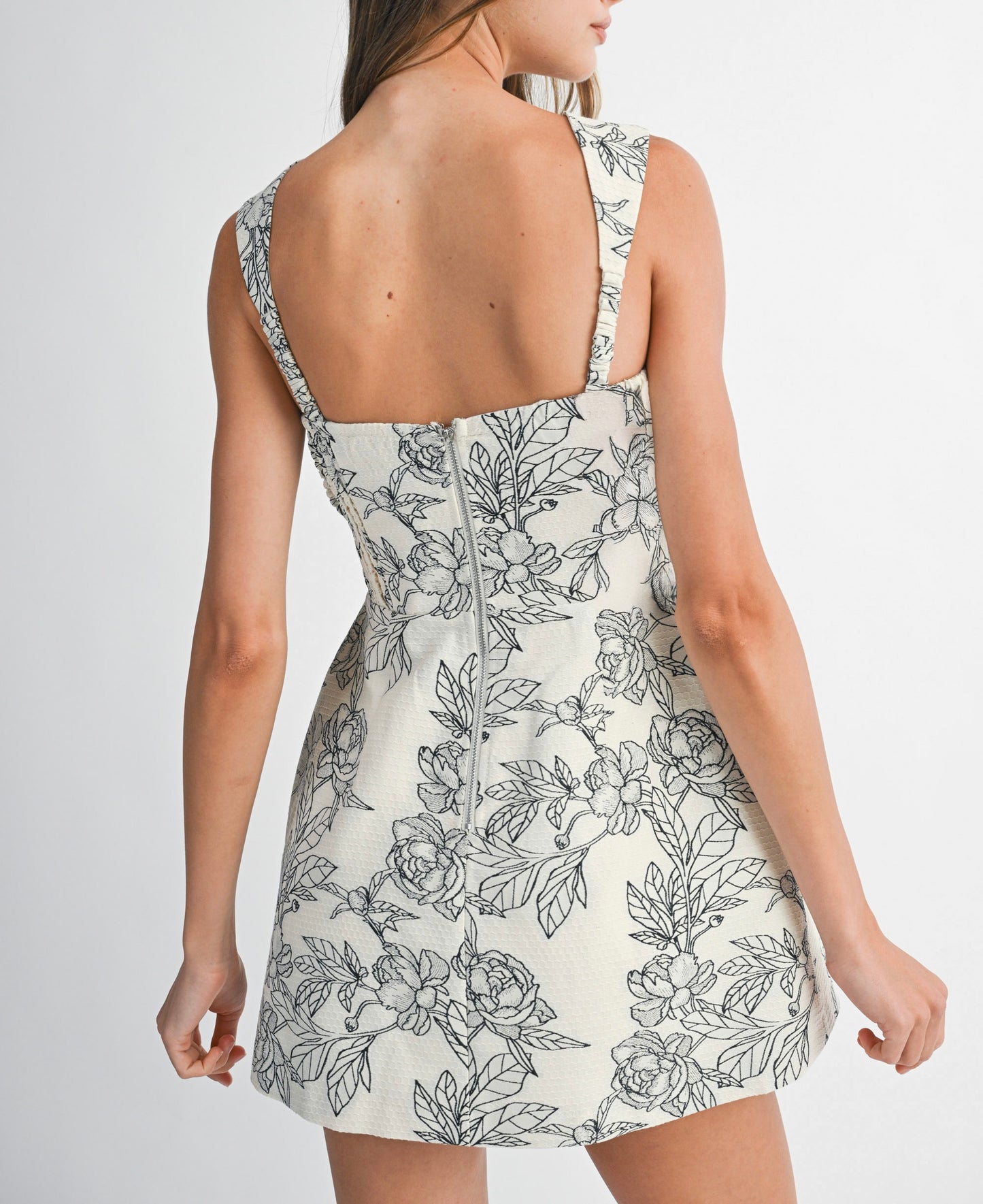 Tayte Floral Jacquard Romper in Black