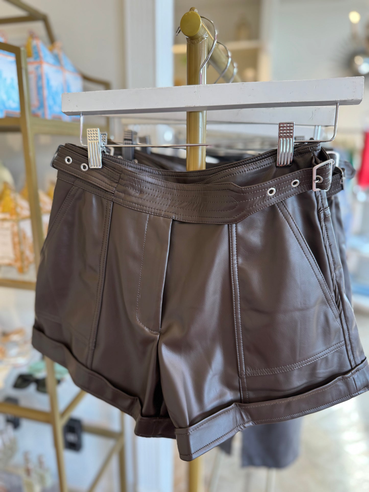 Lyerly Pleather Short in Coffee Bean