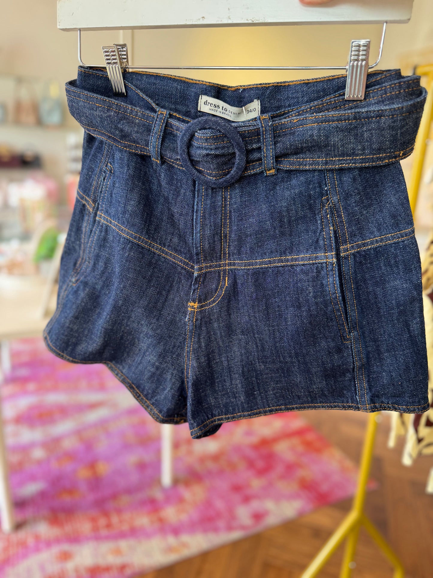 Dress To Pocket Belted Shorts in Denim