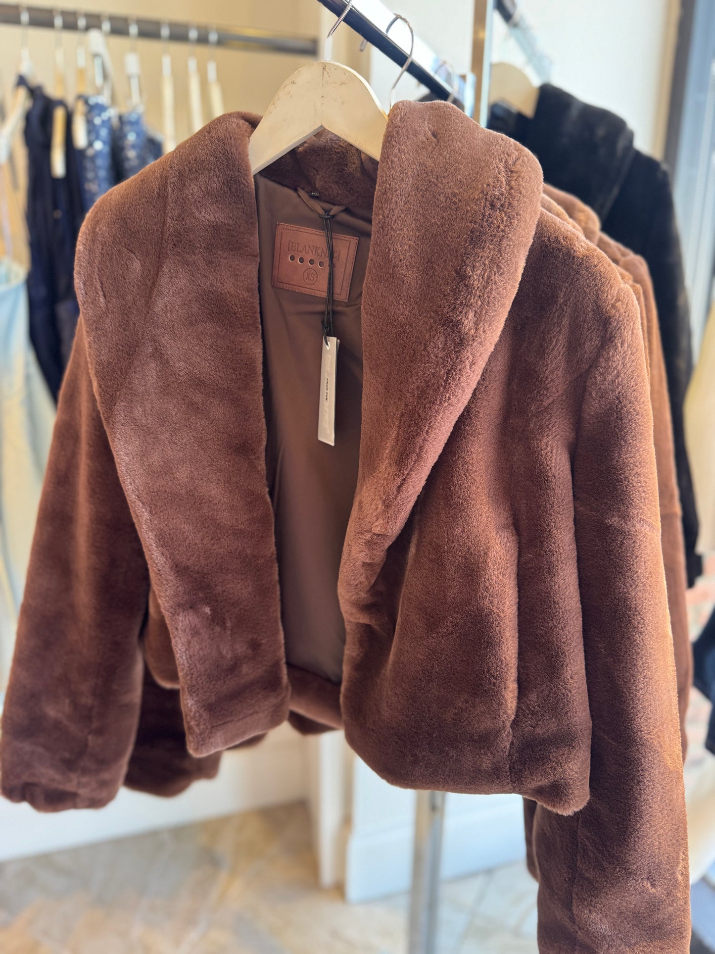 Blank NYC First Class Fur Jacket in Brown