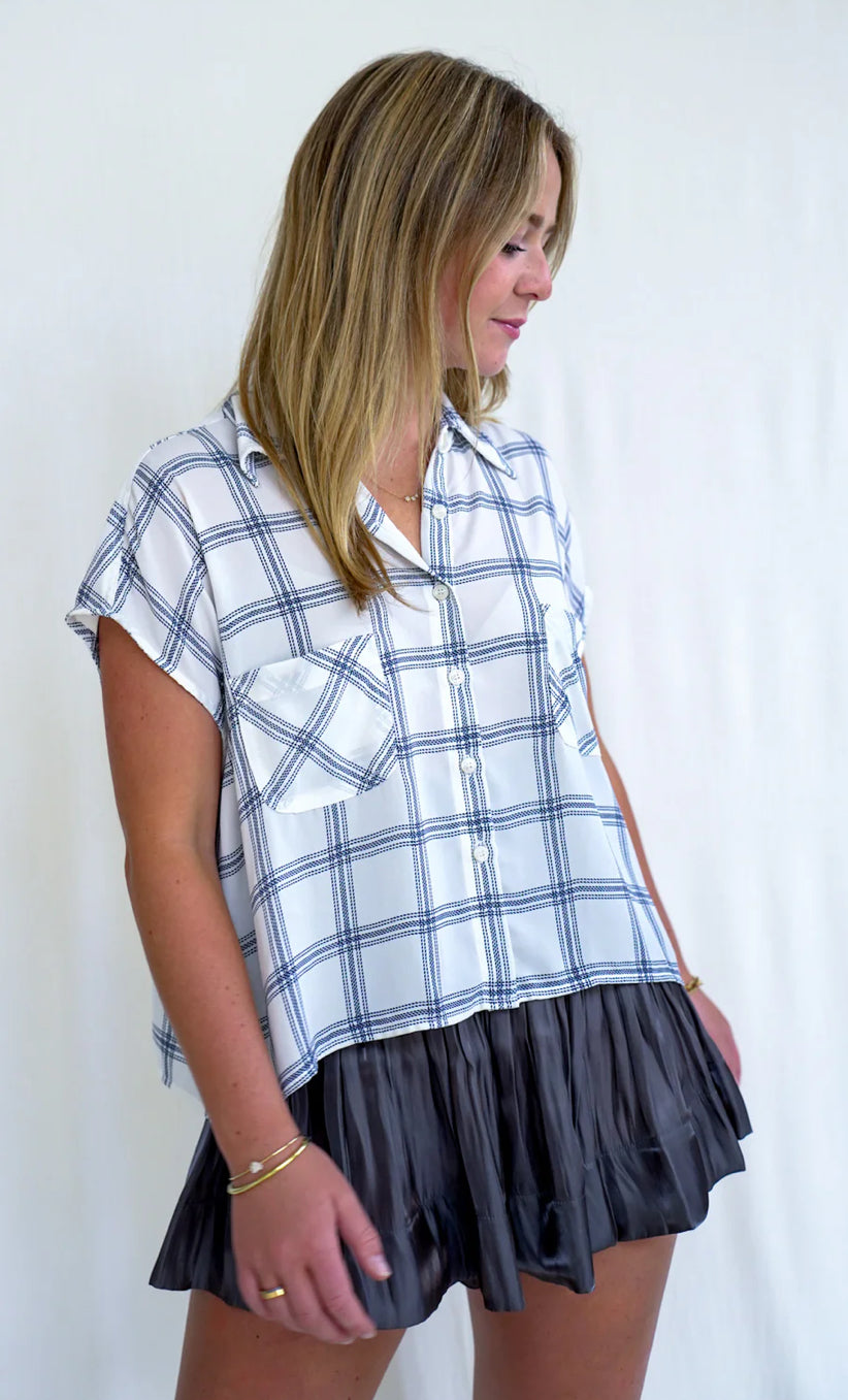 Koch Spencer Top in Marine Plaid