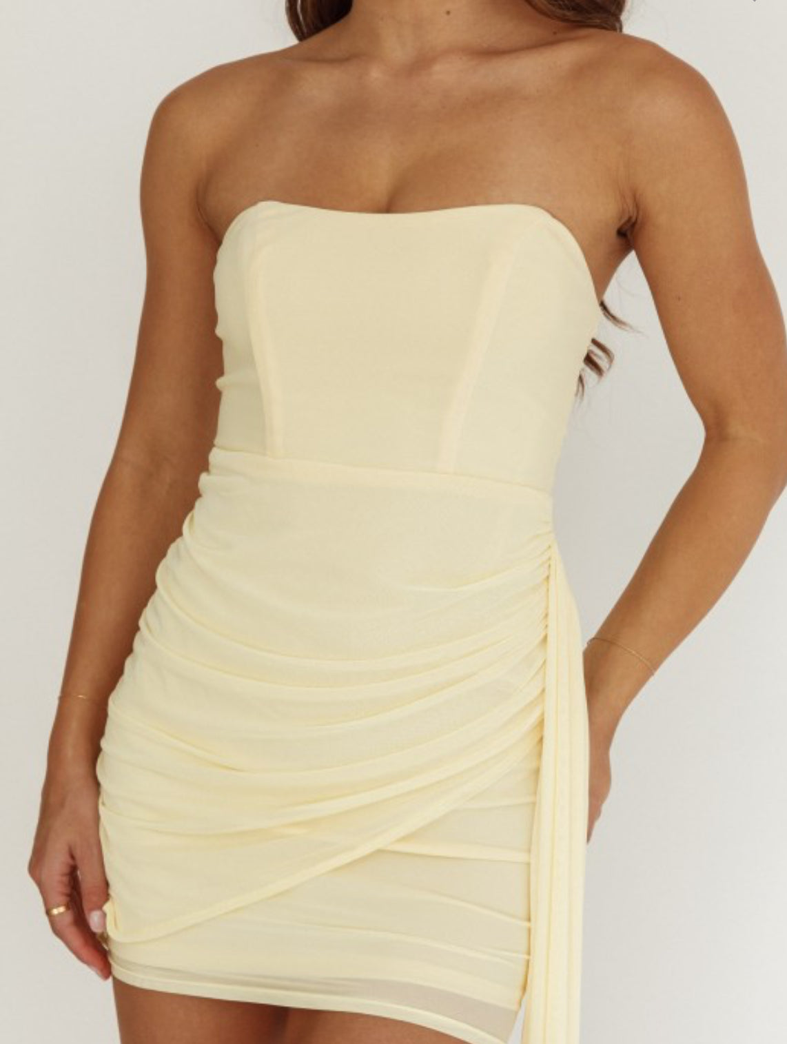 Evelyn Ruched Asymmetrical Dress