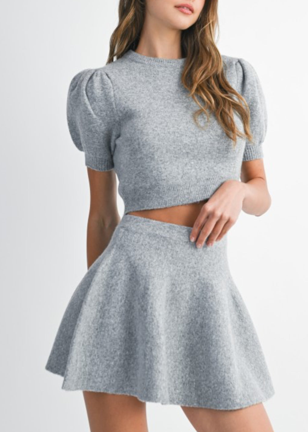 Henley Knit Top & Skirt Set