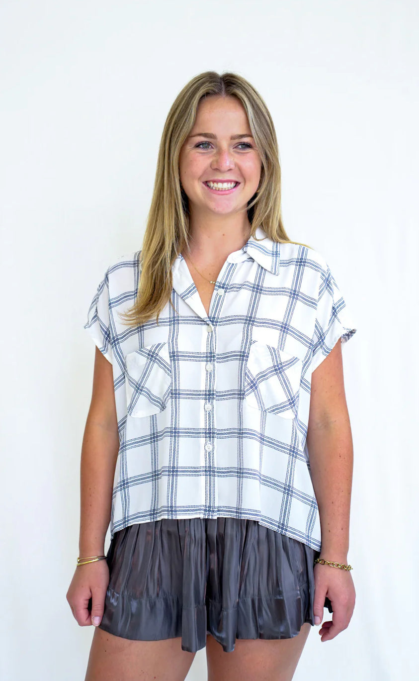 Koch Spencer Top in Marine Plaid
