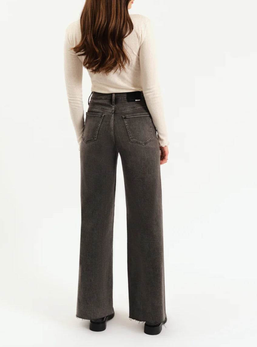 Daze Far Out High Rise Wide Leg Denim in Milky Way