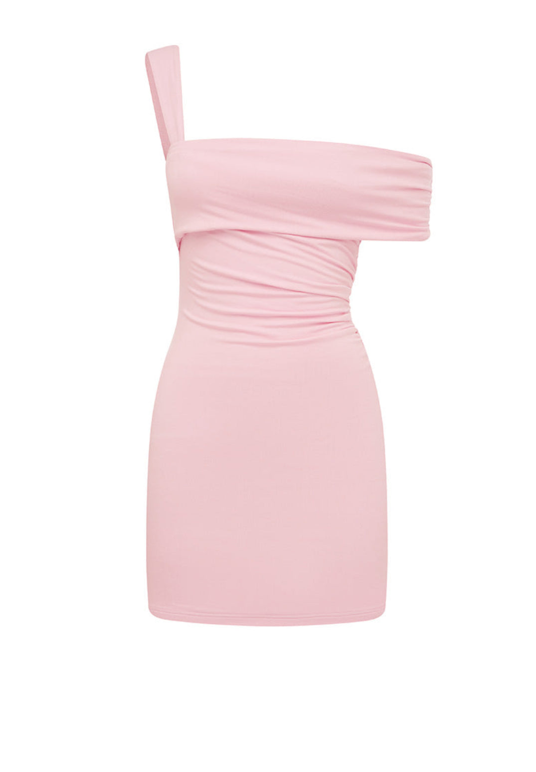 Larsen One Shoulder Mini Dress in Light Pink