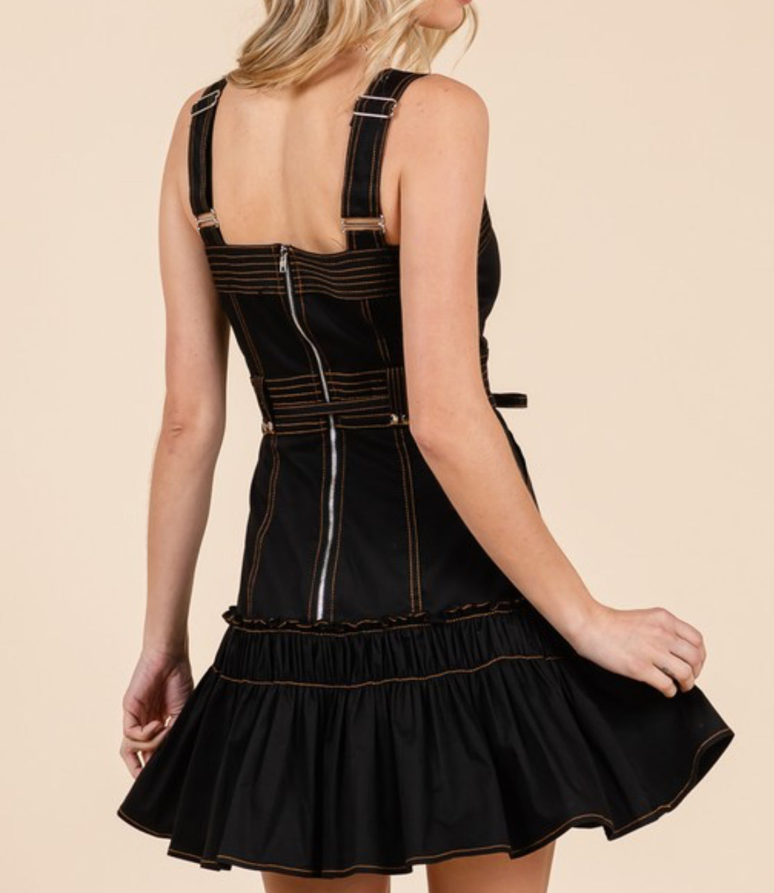 Blackston Black Belted Mini Dress