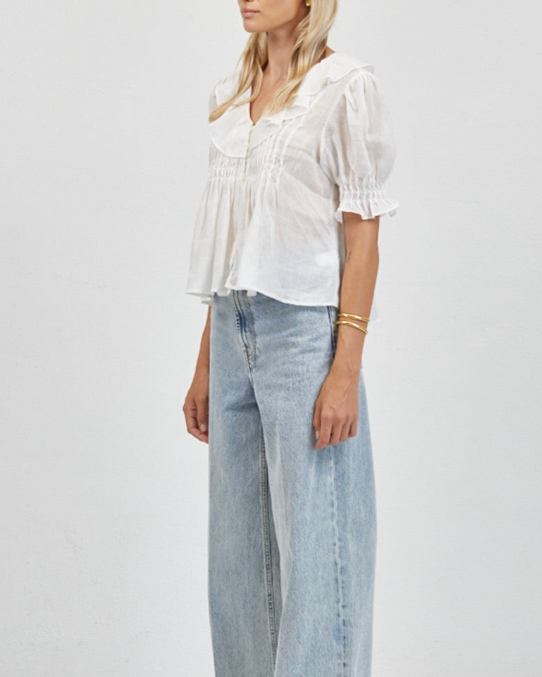 A.Ren Robine Ruffle Top in Off White