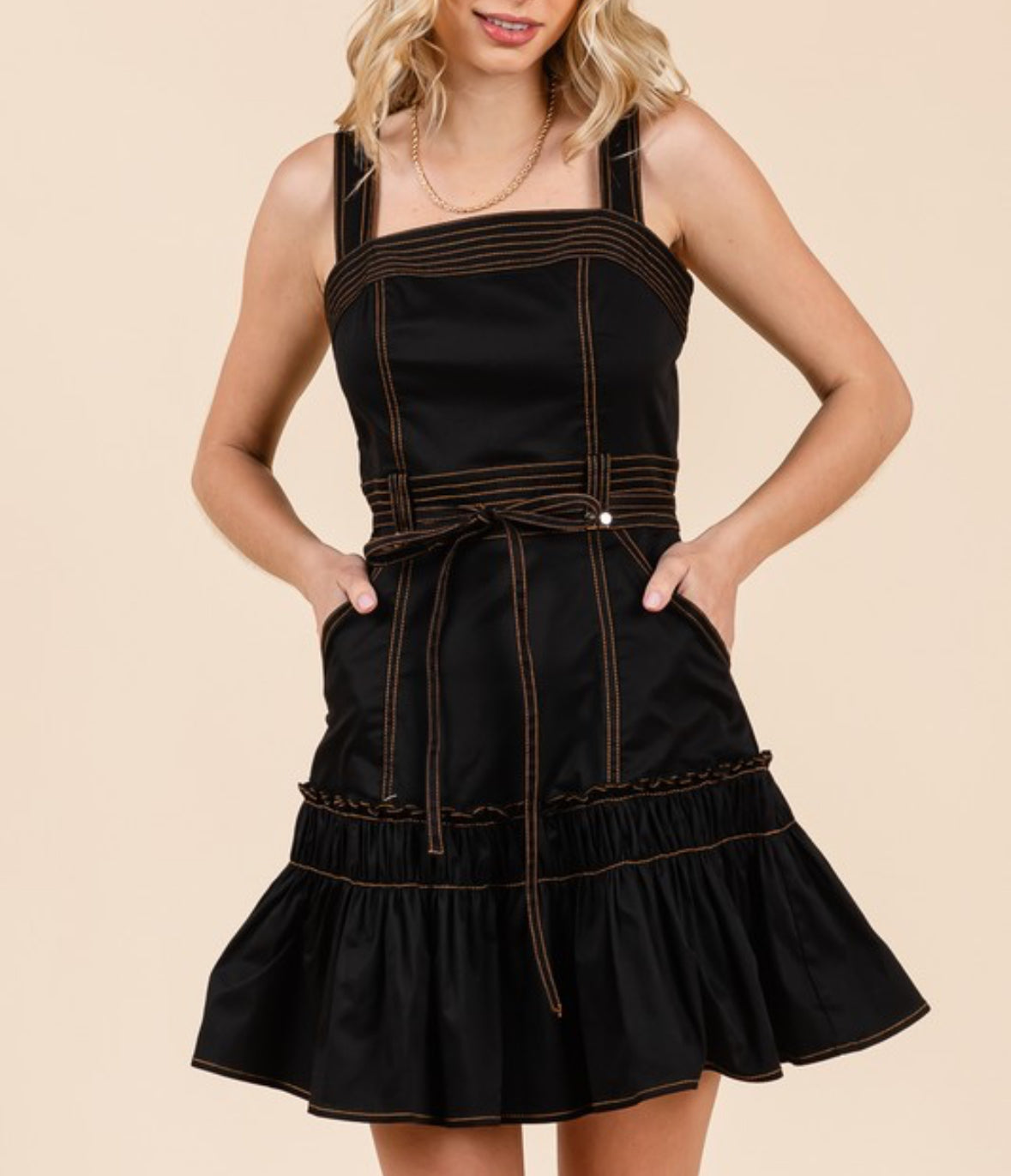 Blackston Black Belted Mini Dress