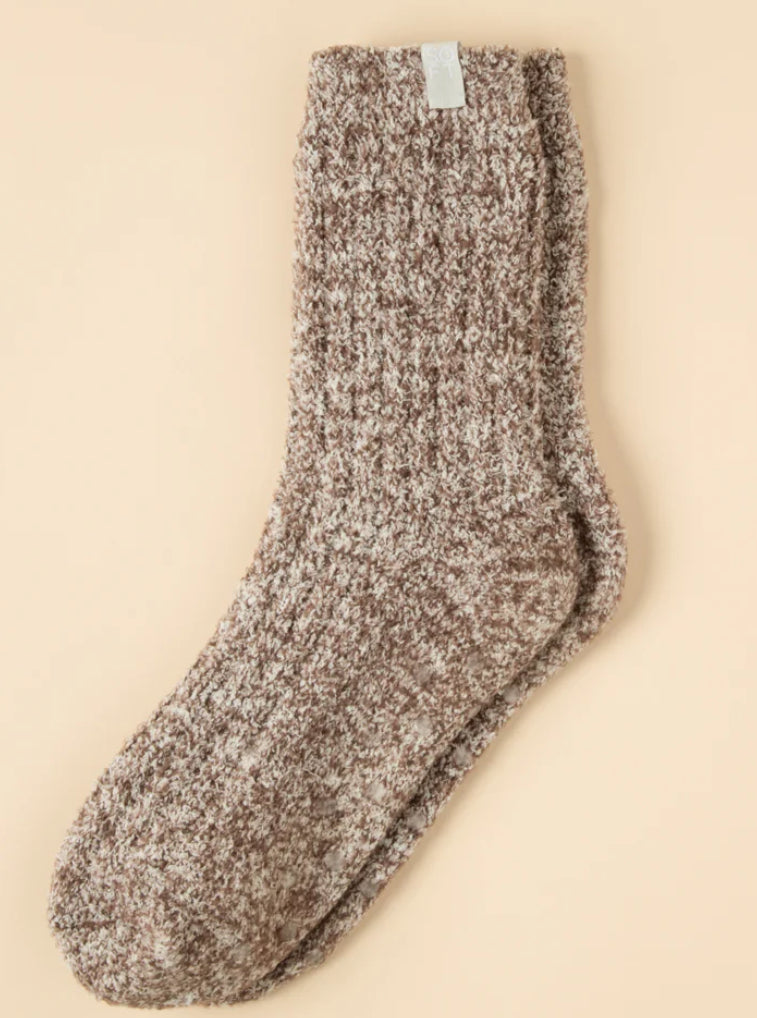 Softies Marshmellow Crew Socks in Light Heather Espresso