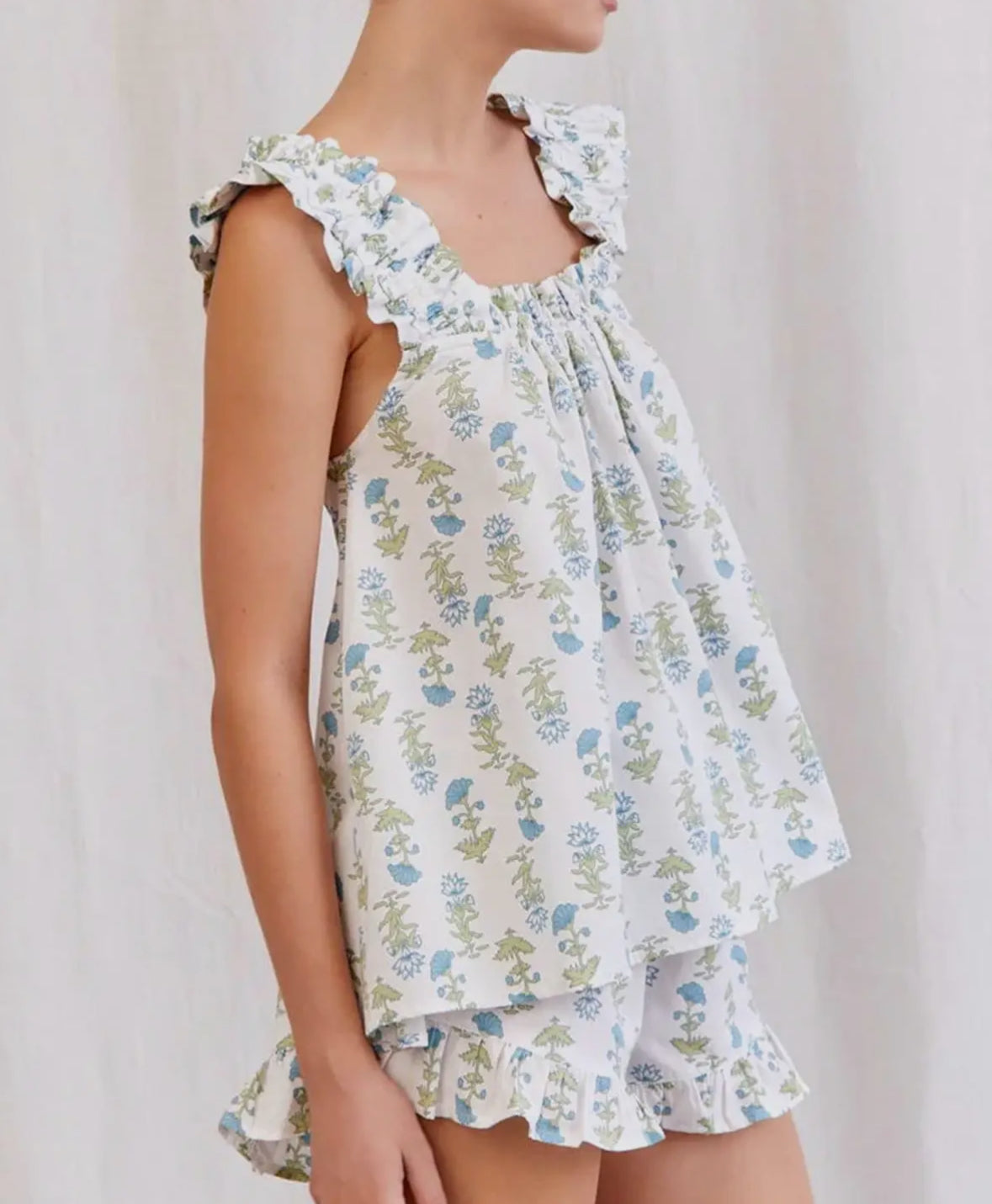Lottie Floral Ruffle Trim Pajamas
