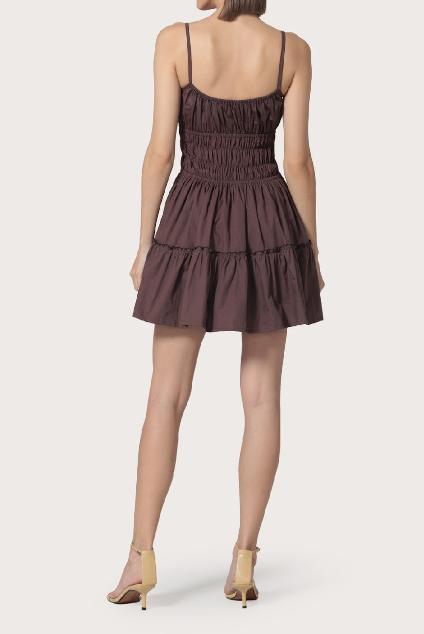Lusana Rosa Mini Poplin Dress in Mocha