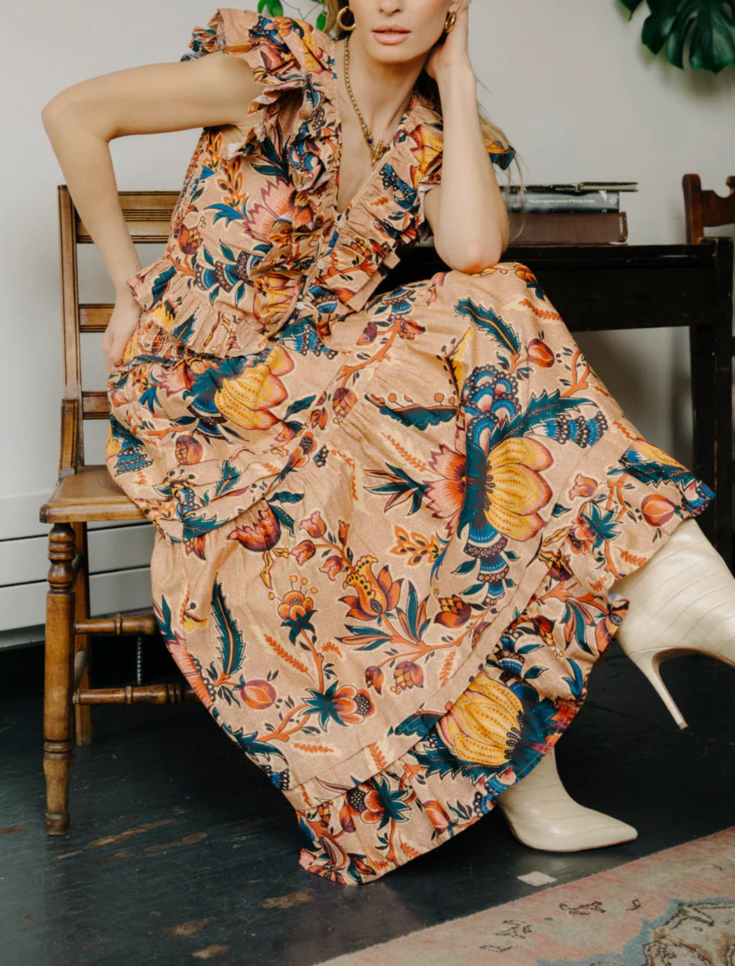 Love The Label Carmelia Top in Aster Harvest Print